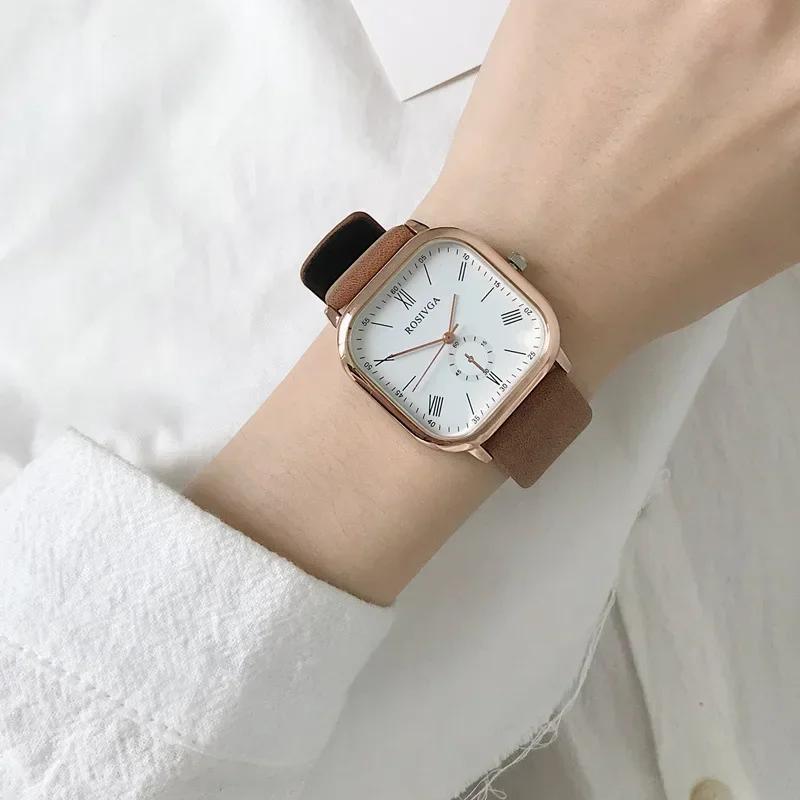 Minimalist Watch Couple Simple Square Dial Quartz Male Female Watches Casual Fashion Wristwatch Mens Quartz Clock Reloj Mujer