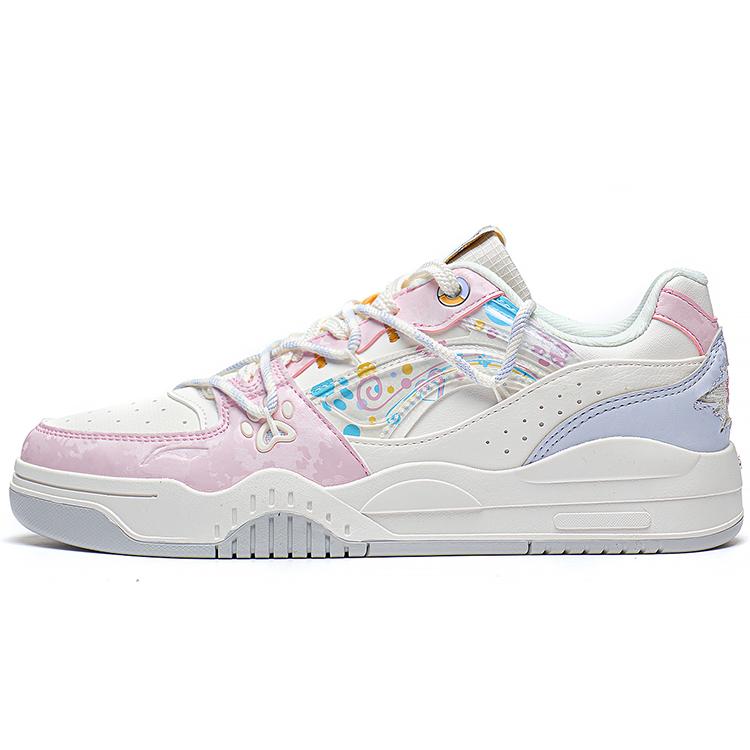 Li Ning Yuebai Slip Resistant, Abrasion Resistant, Lightweight Low top Skateboard Shoes Women's White Pink AGCS252-11