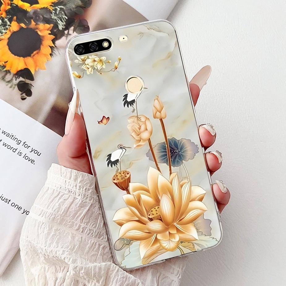 For Huawei Y7 Prime 2018 Case Nova2 Lite Luxury Painted Cover Soft Slim Phone Case For Huawei Y7 Pro 2018 Y72018 Back Cover Bags