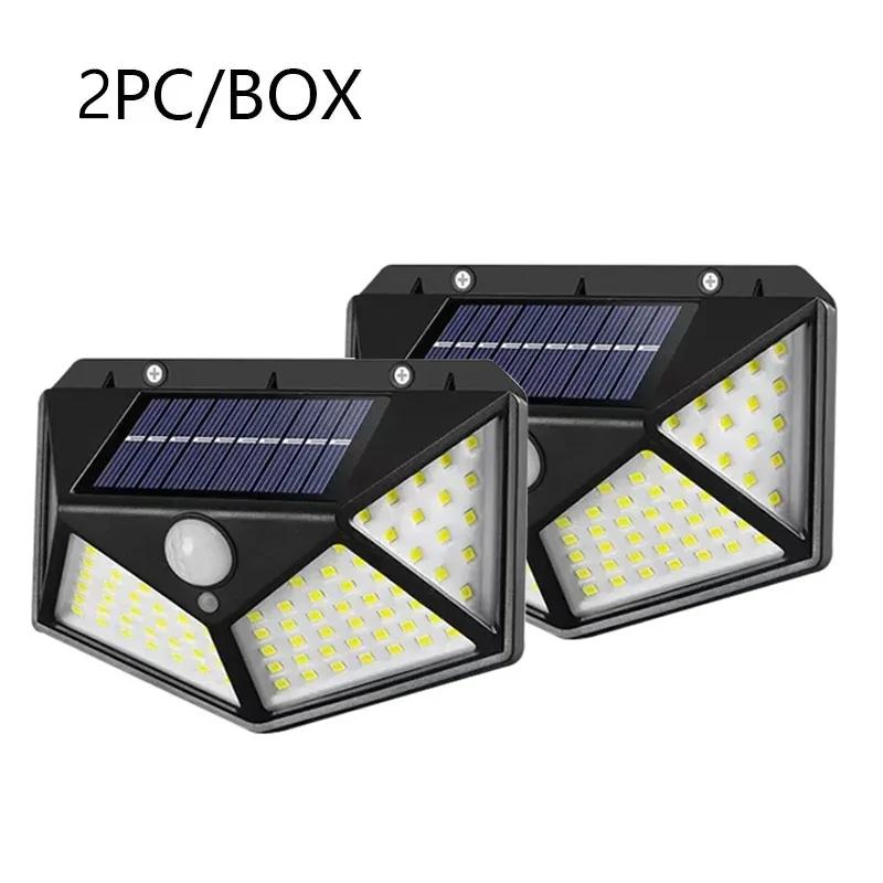 Solar Powered 100 LED Outdoor Wall Light with Motion Sensor IP65 Waterproof for Garden Railings Gazebos Decorative Lighting