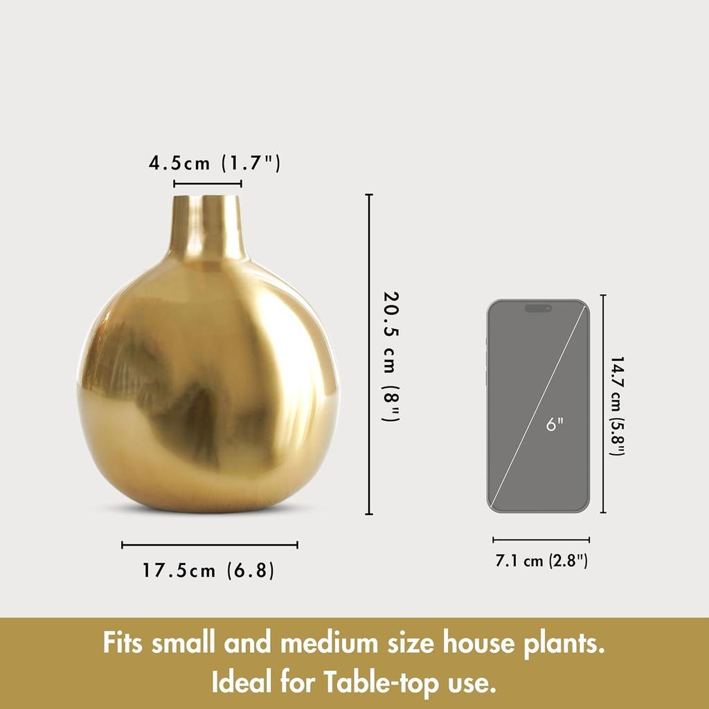 Metall Blumenvase für Heimdeko Wohnzimmer Büro Hochzeit | Tischdeko für Feste Geburtstag Goldene Vase 1 Stück (Blume nicht enthalten)