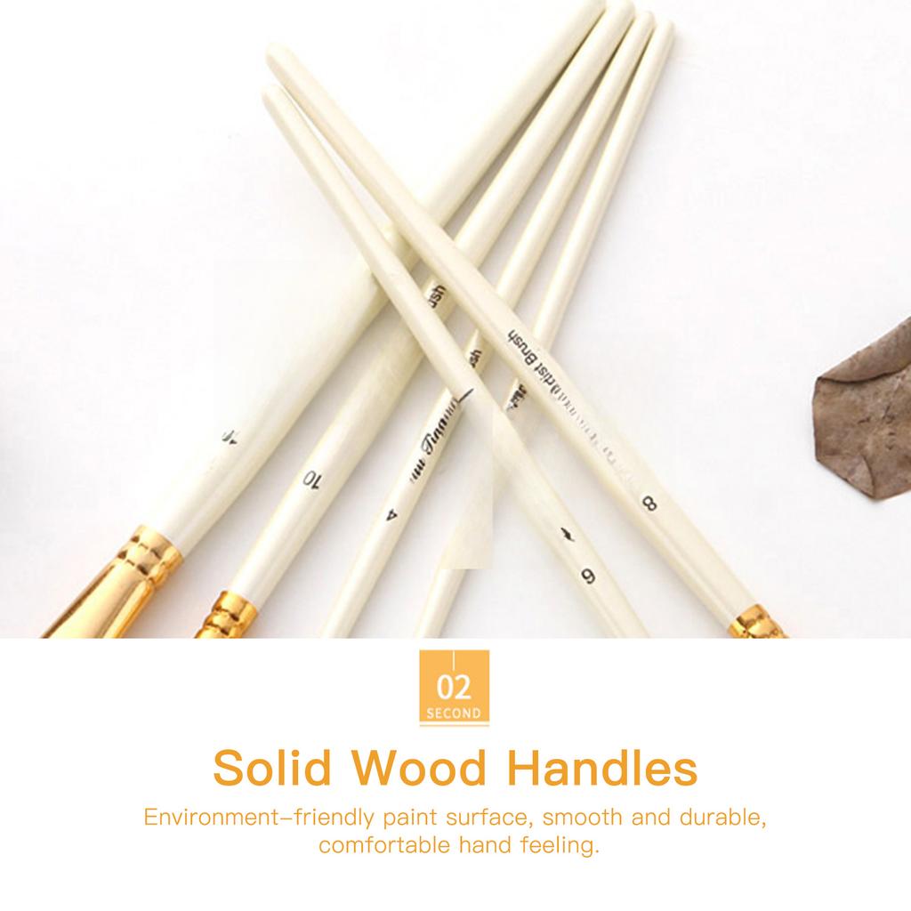 6pcs Paint Brushes Set Round and Flat Tips Artists Paintbrushes Nylon Hair Wooden Handle Art Supplies Gift for Children Adults Beginners for Acrylic