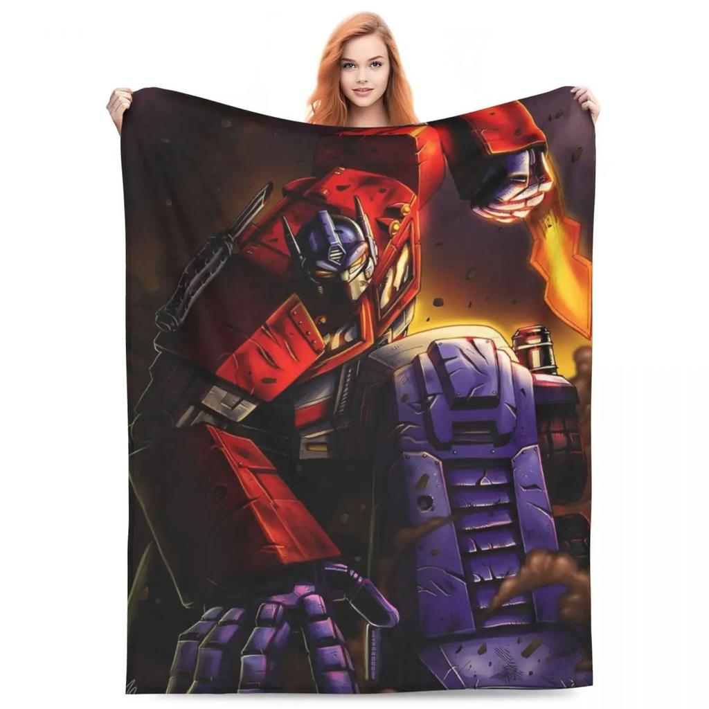 Cartoon Transformers Autobots Throw Blanket Flannel Bedspread For Couch Chair Sofa Bed Novelty Cover