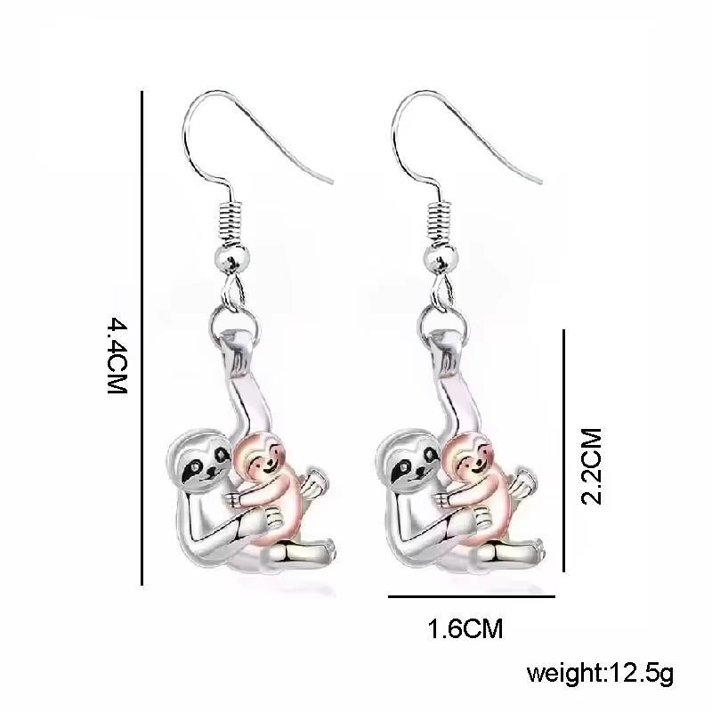 Cute Small Sloth Holding Heart Pendant Necklace For Women Girls Animal Jewelry Gift