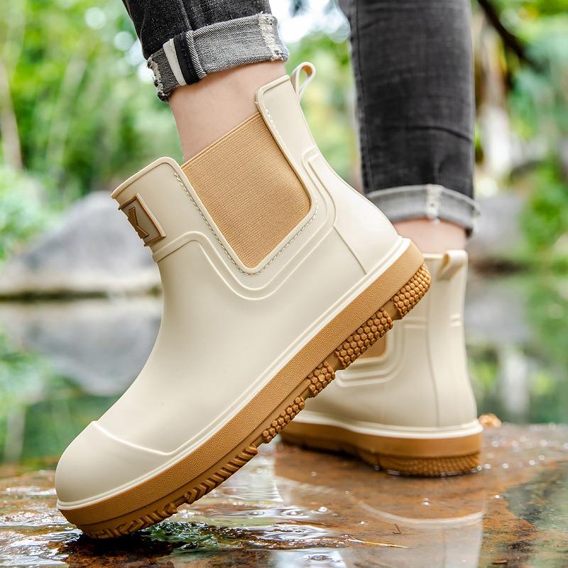 

Немецкие резиновые сапоги мужские короткие резиновые сапоги для езды на велосипеде на вынос для рыбалки водонепроницаемая обувь для кухни работа нескользящая резиновая обувь 44 бежевый