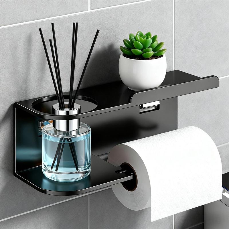 1pc Toilet Paper Holder, Plastic Storage Rack, Kitchen Towel Holder, Seasoning Bottle, Bathroom Wall Roll Paper