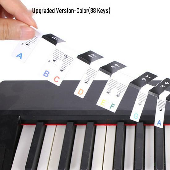 Adesivi Autoadesivi in PVC per Note di Pianoforte per 61/88 Tasti - Strisce per Tastiera di Pianoforte Rimovibili e Senza Colla