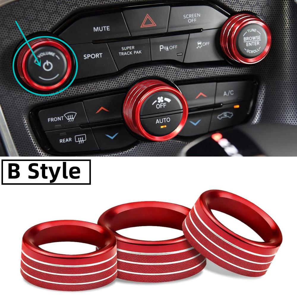 For Dodge Challenger Charger RT SXT Scat Pack Hellcat Demon Daytona 2015-20 Air Conditioning Volume Radio Button Knob Trim Ring