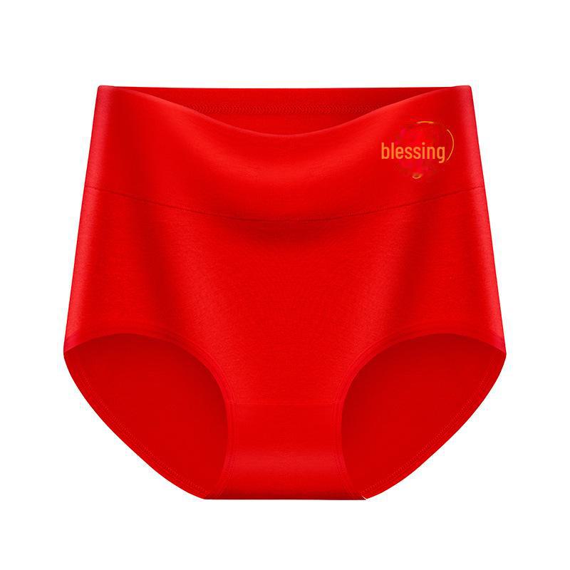 Sous-vêtements de mariage rouges pour femmes taille haute 2025 année du serpent - Slips confortables et respirants