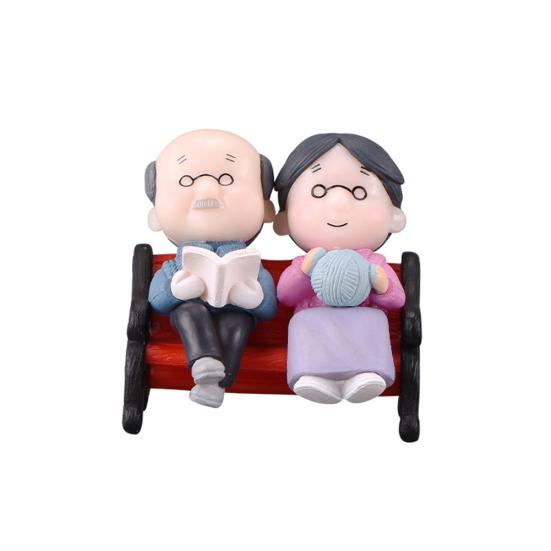 Mini lavička v parku Děda Babička Model Miniaturní Krajina Zahrada Dekor Ornament