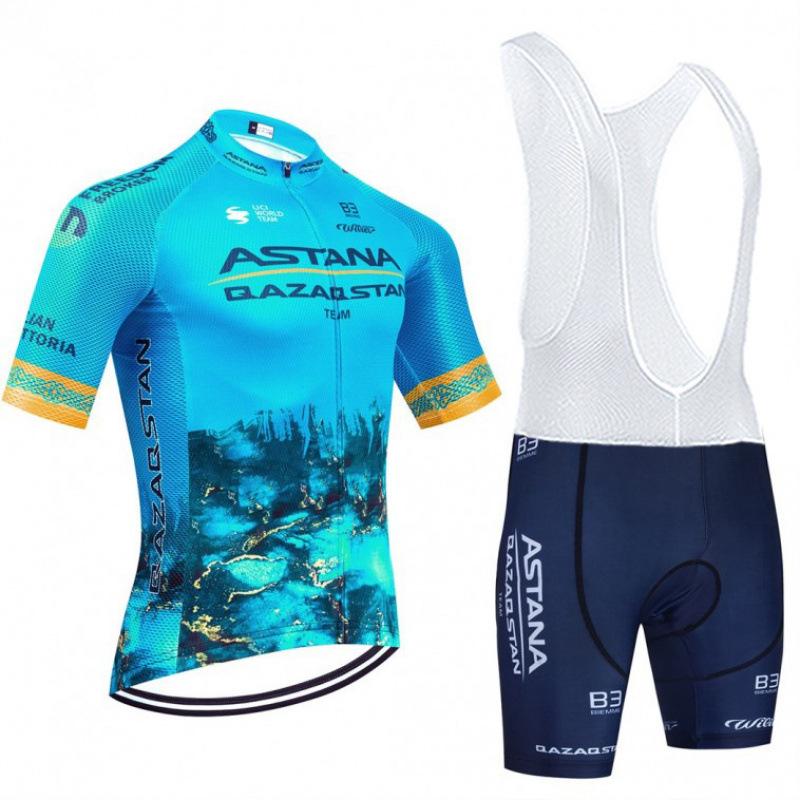 Astana Lato Krótki Rękaw Górska Szosowa Oddychający Kostium Rowerowy Sportowy Męski Kostium Rowerowy