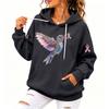 Women's Casual Loose Fit Hoodie with Hood and Breast Graphic Print for Everyday Wear