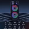 BT Speaker Loud Boombox with Double Subwoofer Deep Bass Lights Outdoor Speaker Support USB/TF/AUX/FM/BT/MIC for Home Party Gift