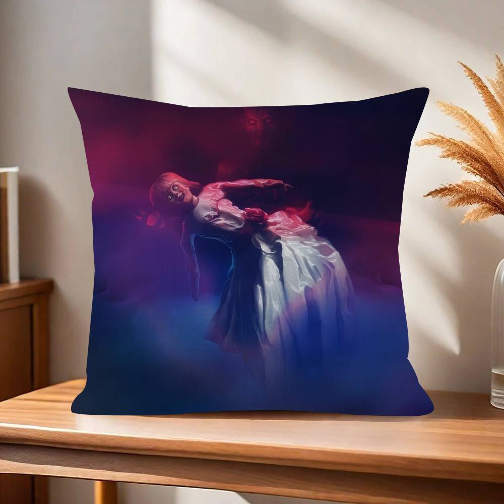 Popular AAnnabelle Horror Movie Pillow Covers Cartoon Sofa Decorative Home Doublesided Printing Short Plush Cute Cushion Cover