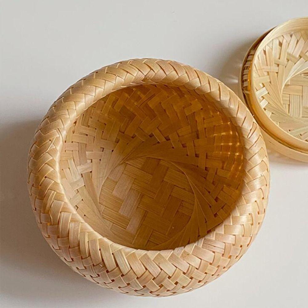 Desktop Ornament Bamboo Storage Basket Fruit Dried Fruit Snack Woven Basket Cute Tea Basket