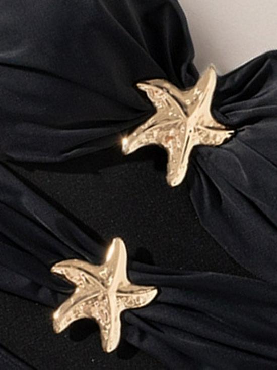 2025 European & American Solid Color Spaghetti Strap One-Piece Bikini for Women