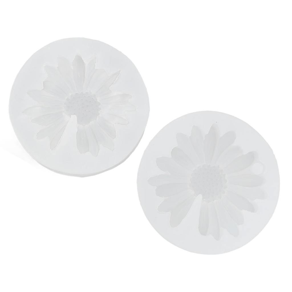 2Pcs Daisy Silicone Chocolate Molding Chrysanthemum Flower Fondant for Cake Decoration Polymer Clay