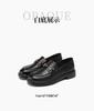 Red Dragonfly Black Genuine Leather Women's Slip-on Loafers - Comfortable British Style Spring/Autumn Shoes with Soft Sole.