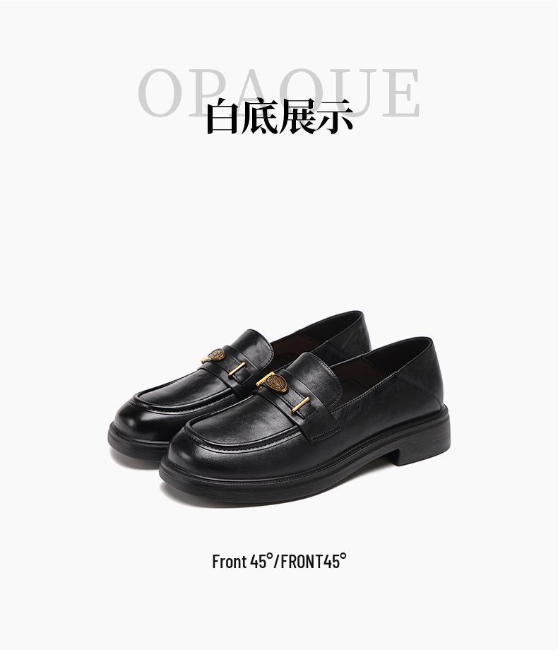 Red Dragonfly Black Genuine Leather Women's Slip-on Loafers - Comfortable British Style Spring/Autumn Shoes with Soft Sole.