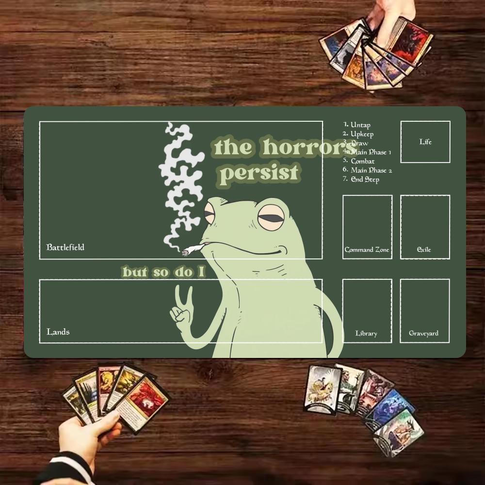 Cute Green Frog Mouse Pad 350*600 Card Desk Mat Large Computer Office Mousepad XL Anti-slip for MTG DTCG CCG RPG Trading Playmat