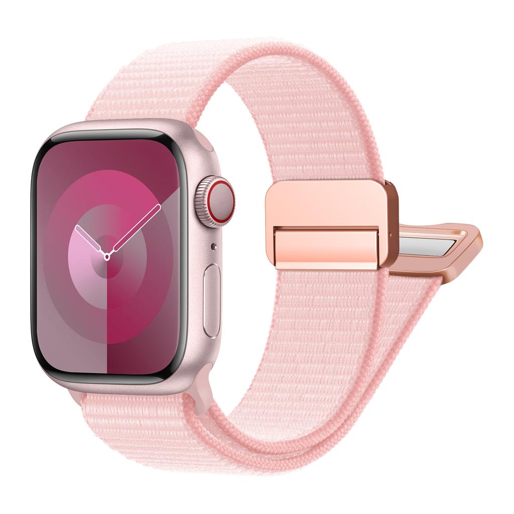 Sport Nylon Band for Apple Watch 40mm 41mm 42mm 44mm 45mm 49mm Adjustable Magnetic Stretchy Braided Strap for iWatch Series SE 9 8 7 6 5 4 3 Ultra 2