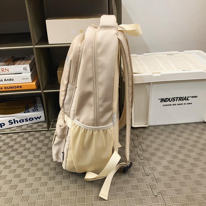 Men Solid Color Backpack Large Capacity Computer Bag Travel Couple Backpack Student Schoolbag