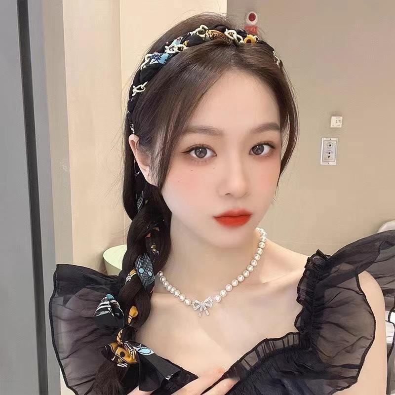 Materiałowa opaska do włosów z kwiatami Szyfonowa opaska do włosów Wstążka do włosów Wstążka do włosów Wstążka do włosów Opaska do włosów