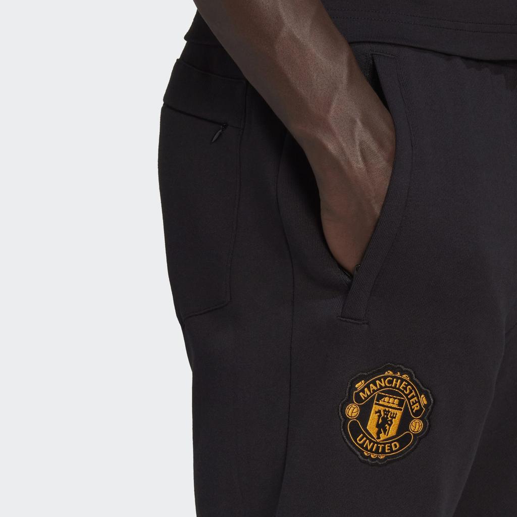 Adidas Manchester United Knitted Sweatpants Men's Black Moderate Cuffed Pants H63997