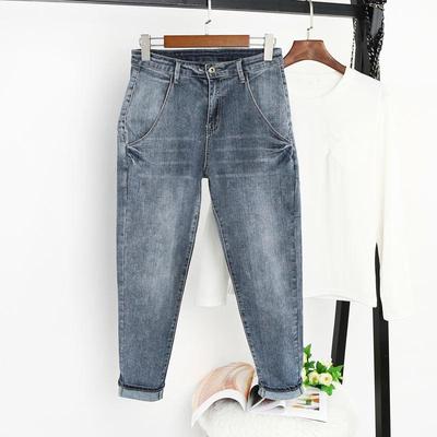 Jeans da donna primaverili taglie forti a vita alta temperamento vintage micro elasticizzati pantaloni Harlem