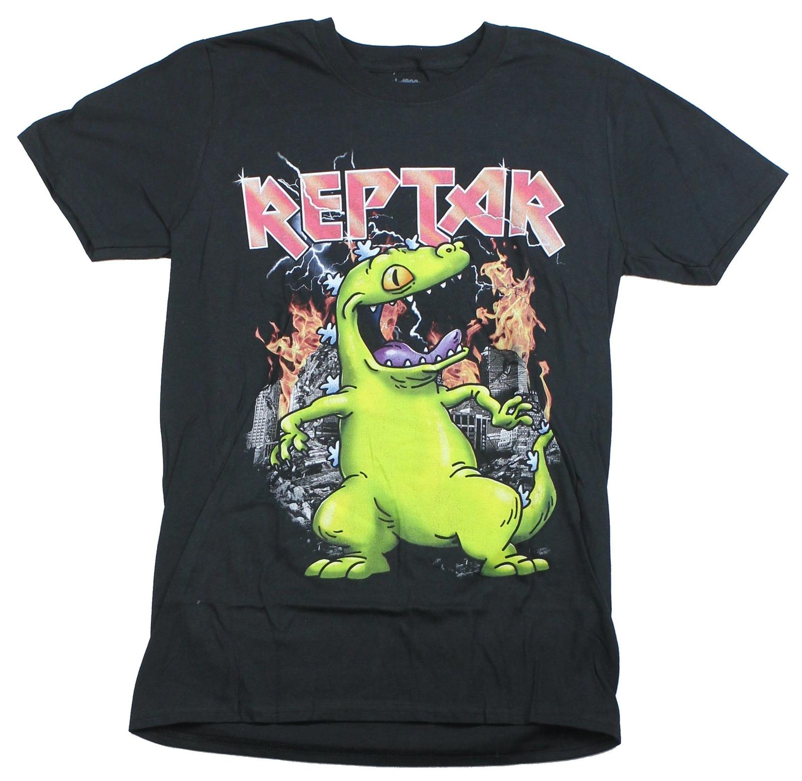 Rugrats Adult New T-shirt Reptar Metal Logo Over Destruction XXL
