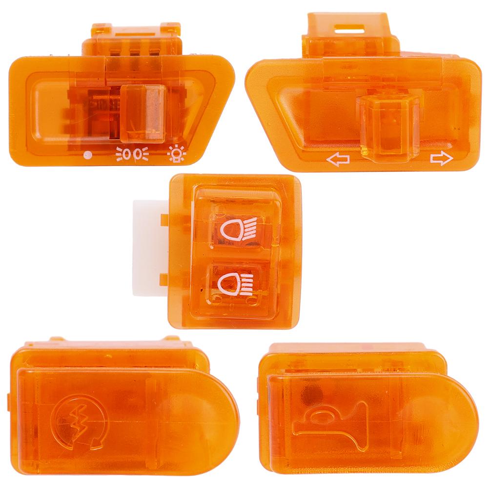 5 bucăți întrerupător de pornire pentru motociclete claxon lumini semnal de direcție comutatoare butoane faza înaltă și joasă conectori pentru accesorii pentru scooter ATV moped