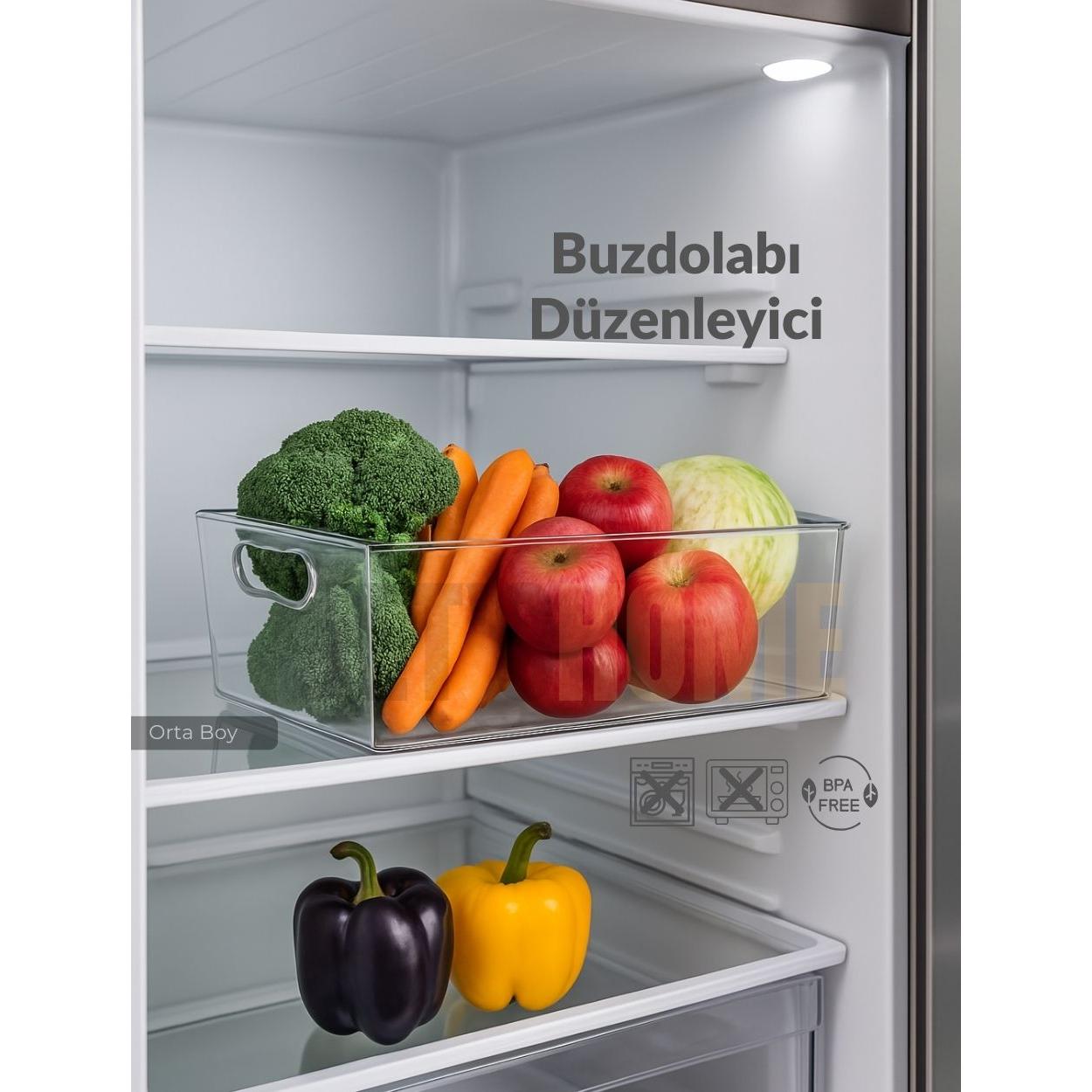 

Buzdolabı İçi Düzenleyici Saklama Organizeri Bpa Free Düzenleyici Darbeye Dayanıklı 28X19X9 cm