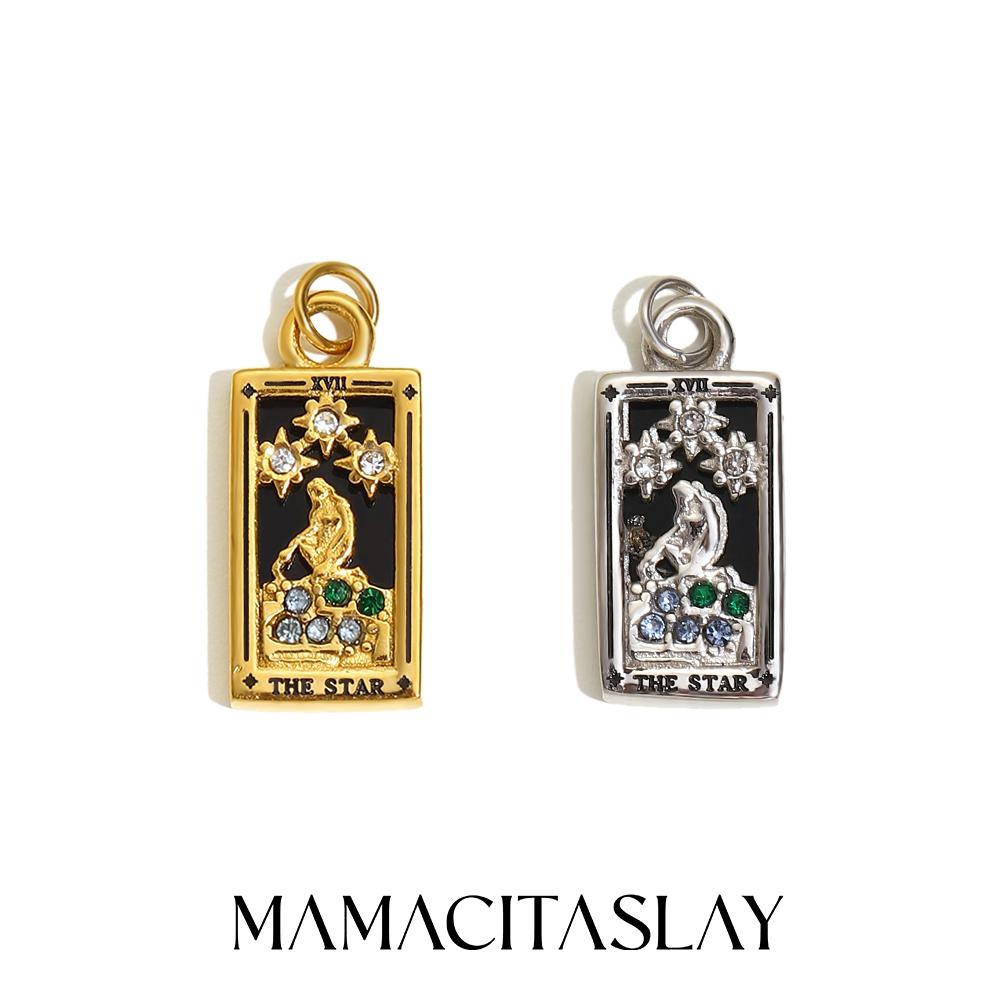 MamacitaSlay 316L Stainless Steel Shell Zircon Tarot Card Charms Necklace Earrings DIY Pendant Waterproof Jewelry Accessories