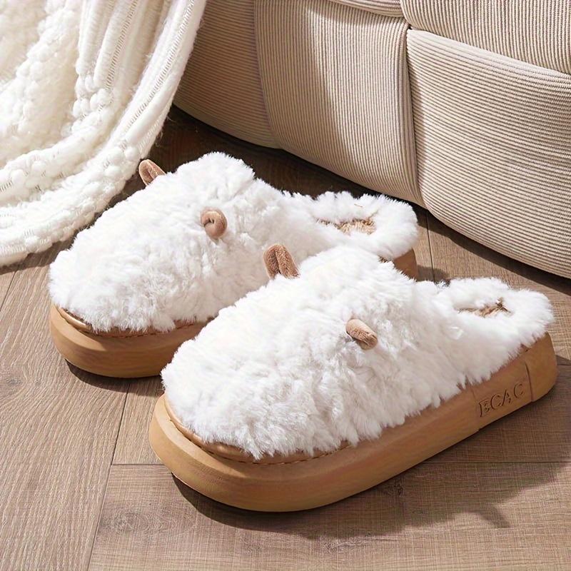 Cozy Plush Men's & Women's Slippers - Non-Slip Thick Fleece Lined Comfort Shoes with Soft EVA Sole for Indoor Warmth