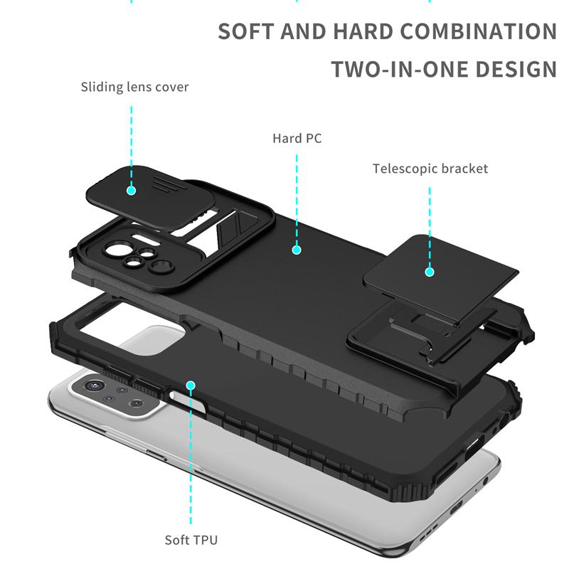 Für Xiaomi Poco M5S Hülle Schiebe Kameraobjektiv Panzer Ständer Handyhülle Für Poko Pocco Poxo Little M5S M 5S 5 S PocoM5S 4G Rückseite
