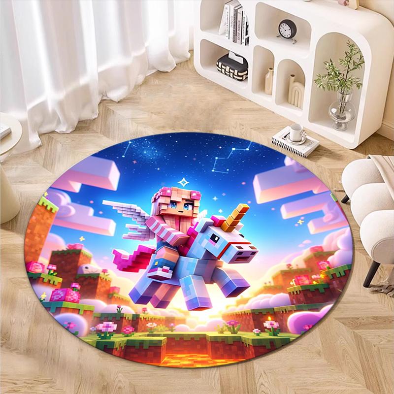Sandbox Electronic Xbox Games Minecraft Circular Carpet Household Goods Decoration Anti Slip Home Table and Chair Mat Aisle Door Mat Carpet D12