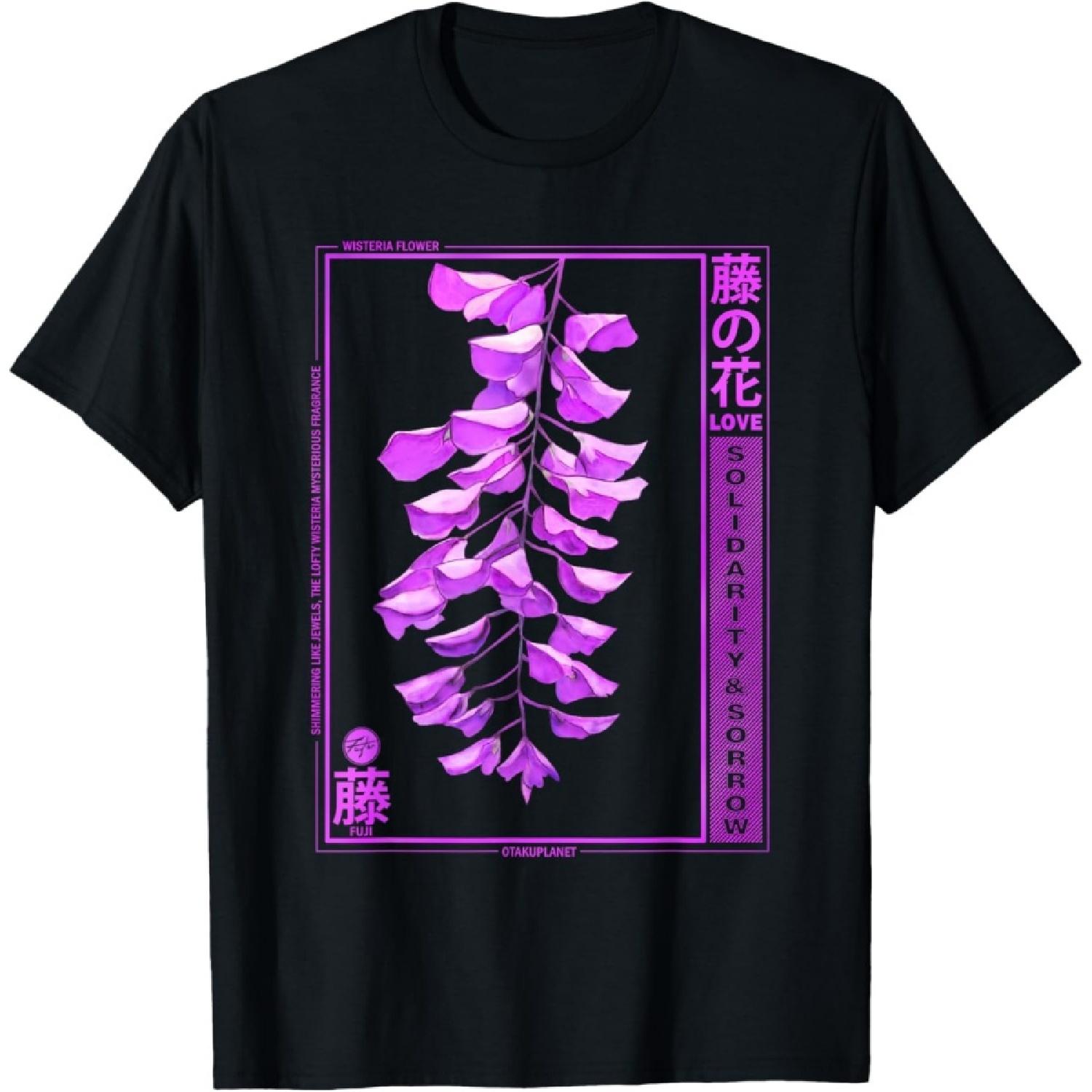 wisteria anime flower in japan soft grunge anime aesthetic T-Shirt S