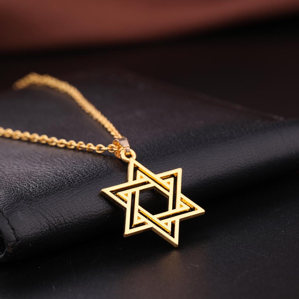 Trendy Vintage Hollow Out Star of David Pendant Necklace Youth Jewelry