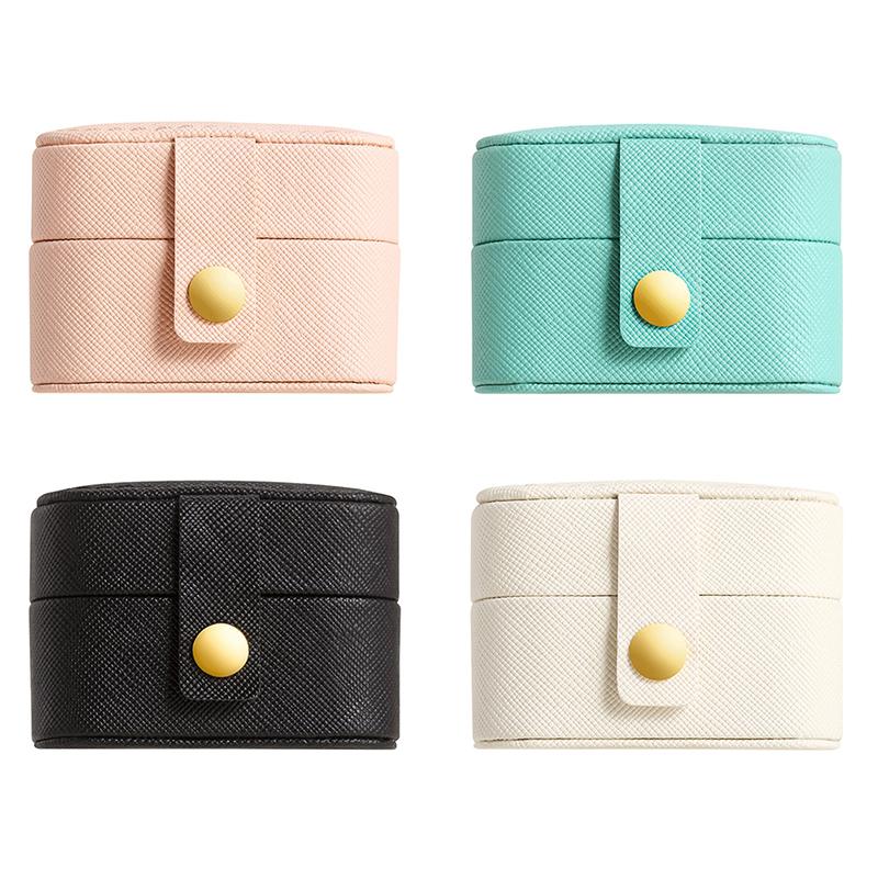 Kleines Reise-Schmucketui, tragbare Ohrring-Organizer-Box, Leder-Aufbewahrungsetui