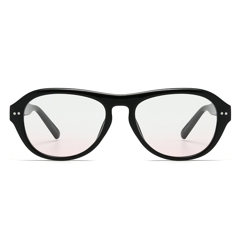 European and American retro babes oval flat glasses women's advanced sense big face thin blush sunglasses sun protection sunglasses men