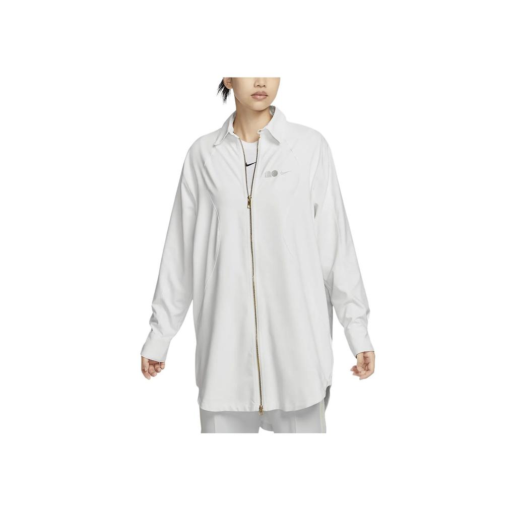 Nike Naomi Osaka Series Polo Comfortable Loose Long Sleeve Shirt Women shirts Mountain-White Light-Redwood FV7805-121
