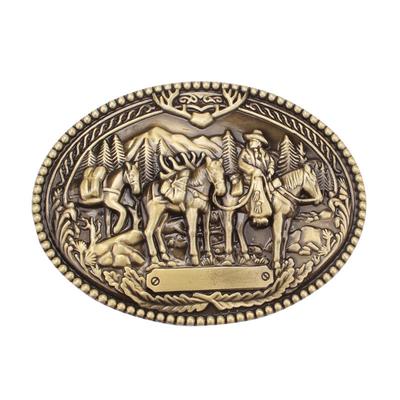 Fibbia per cintura in metallo Stile occidentale Squadra di cavalli Accessori per cintura in denim stile europeo e americano Testa grande