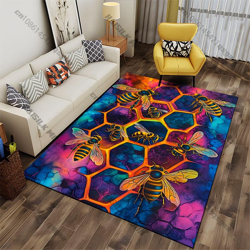 Bees vibrant honeycomb teamwork carpet Yoga living room room decor children's crawling mat doormat area rug games mat