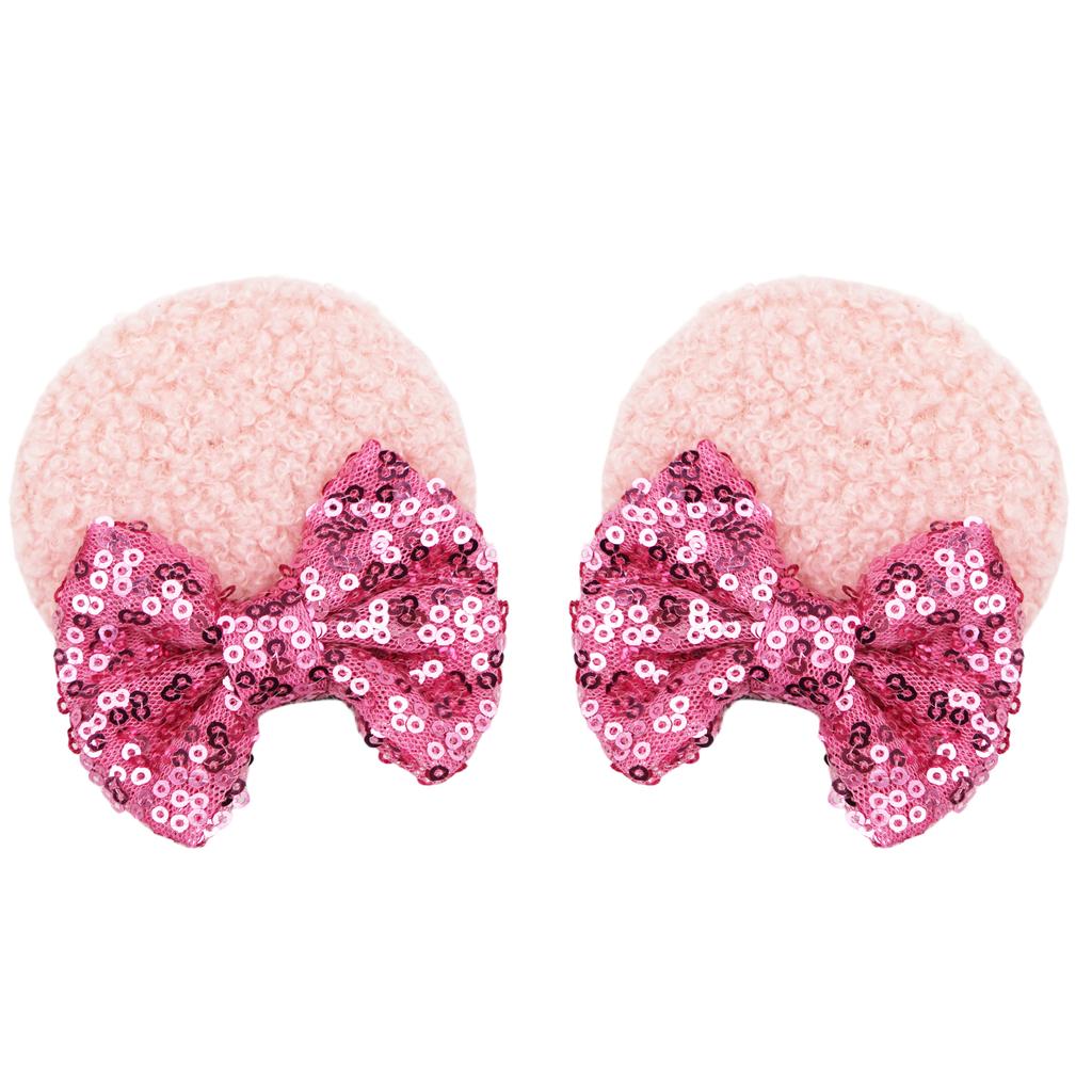 2 Pieces Hair Hair Claws of Mouse Ear Sequin Necktie Female Hairpin Girl Party Accessories Glis Bay Sold by the Manufacturer