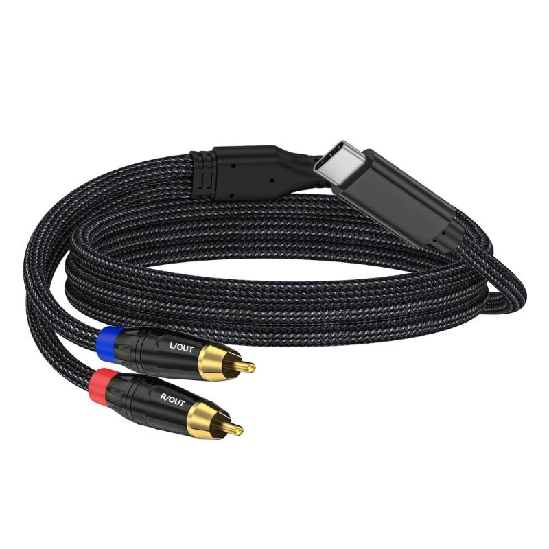 

1m USB C Male to 2RCA Male Stereo Cable Cord Gold Plated Connectors Wire for Home Theater Mixing Consoles 1
