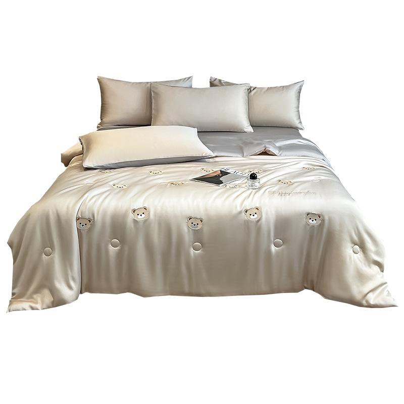 Cool Summer Ice Silk Summer Quilt Single Piece Flower Summer Cool Quilt Single Dormitory Air Conditioner Machine Washable