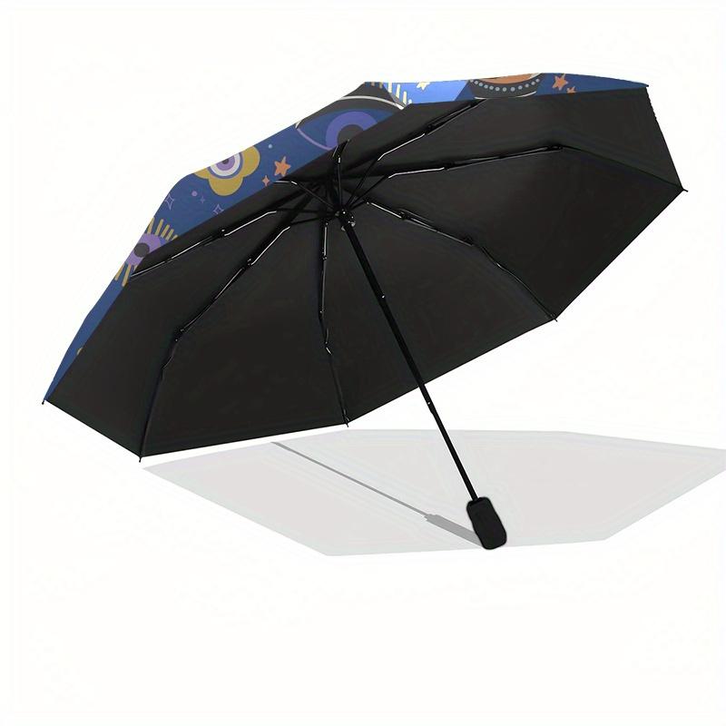 Eyes on the Moon  Cosmic Eye Pattern Fabric Umbrella, Portable 3 Fold Compact Umbrella for Men & Women,S206