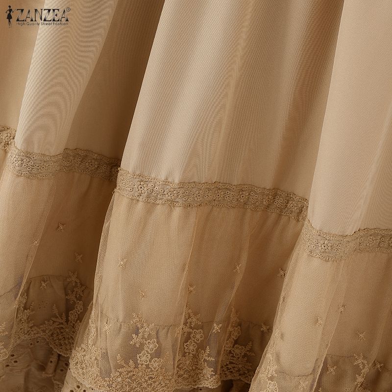 ZANZEA Fuste lungi de vară cu talie elastică casual pentru femei