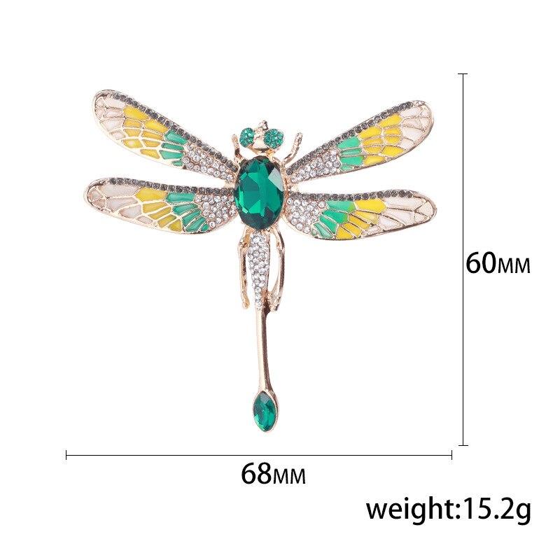 Blucome New Diamond-encrusted Dragonfly Brooch Female European Fashion All-match Alloy Dripping Oil Insect Brooch