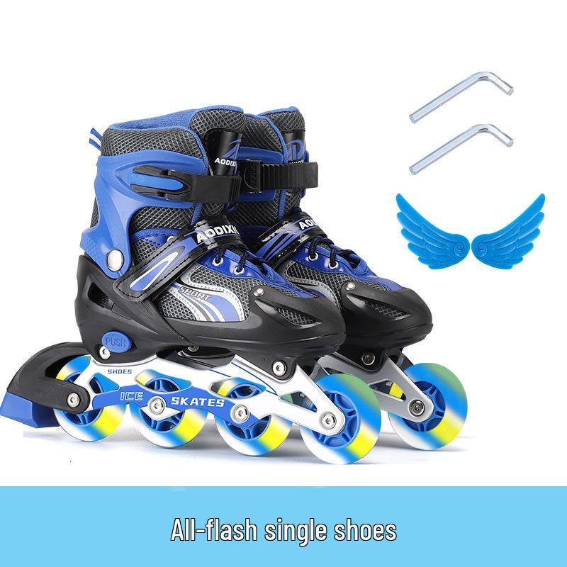 Nastavitelná sada kolečkových bruslí s blesky pro začínající děti